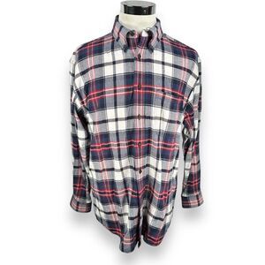Orvis Flannel Work Shirt Men’s Large Heavy Thick Button Down Red Blue Plaid